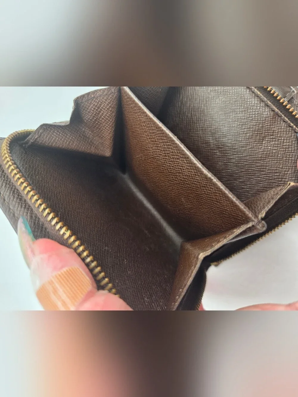 Authentic Preloved Louis Vuitton Brown Damier Ebene Compact Zippé Bifold Wallet